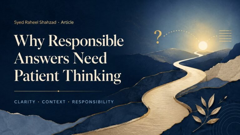 Featured image for Syed Raheel Shahzad article Why Responsible Answers Need Patient Thinking.