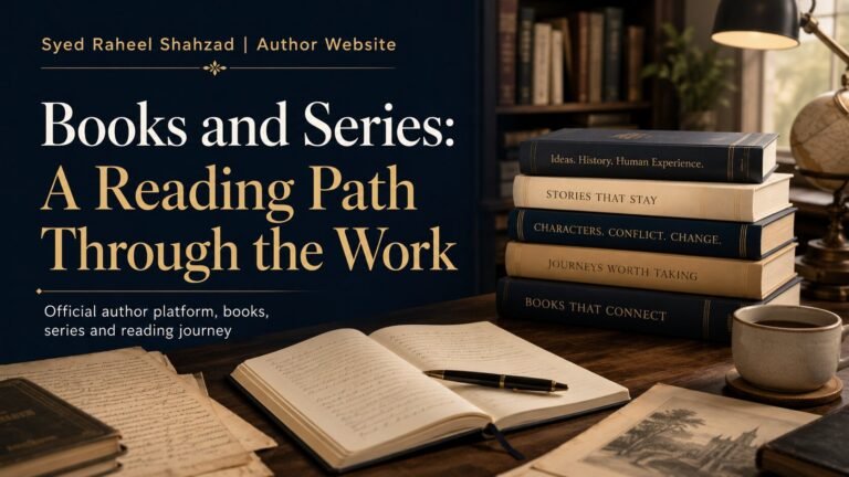 Syed Raheel Shahzad books and series reading path image for the official author website, showing books, writing, author platform and reading journey.