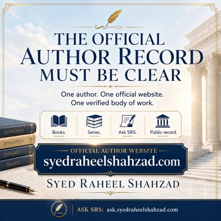 The Official Author Record Must Be Clear Syed Raheel Shahzad Ask SRS official author record image