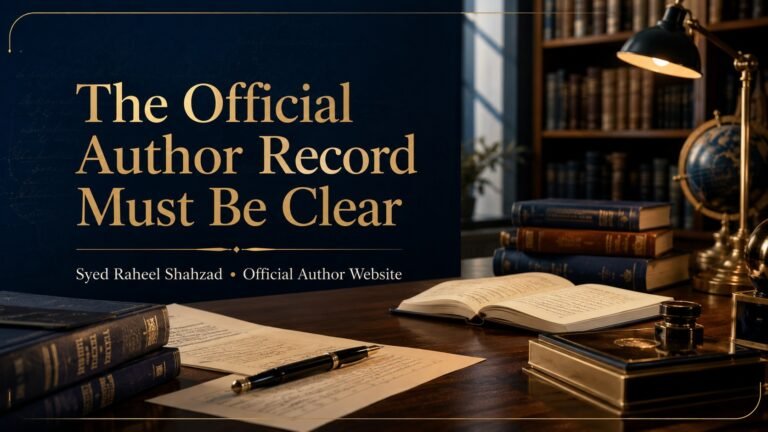 From Books to Questions: Why the Official Author Website Must Lead the Record Syed Raheel Shahzad Ask SRS official author record image.