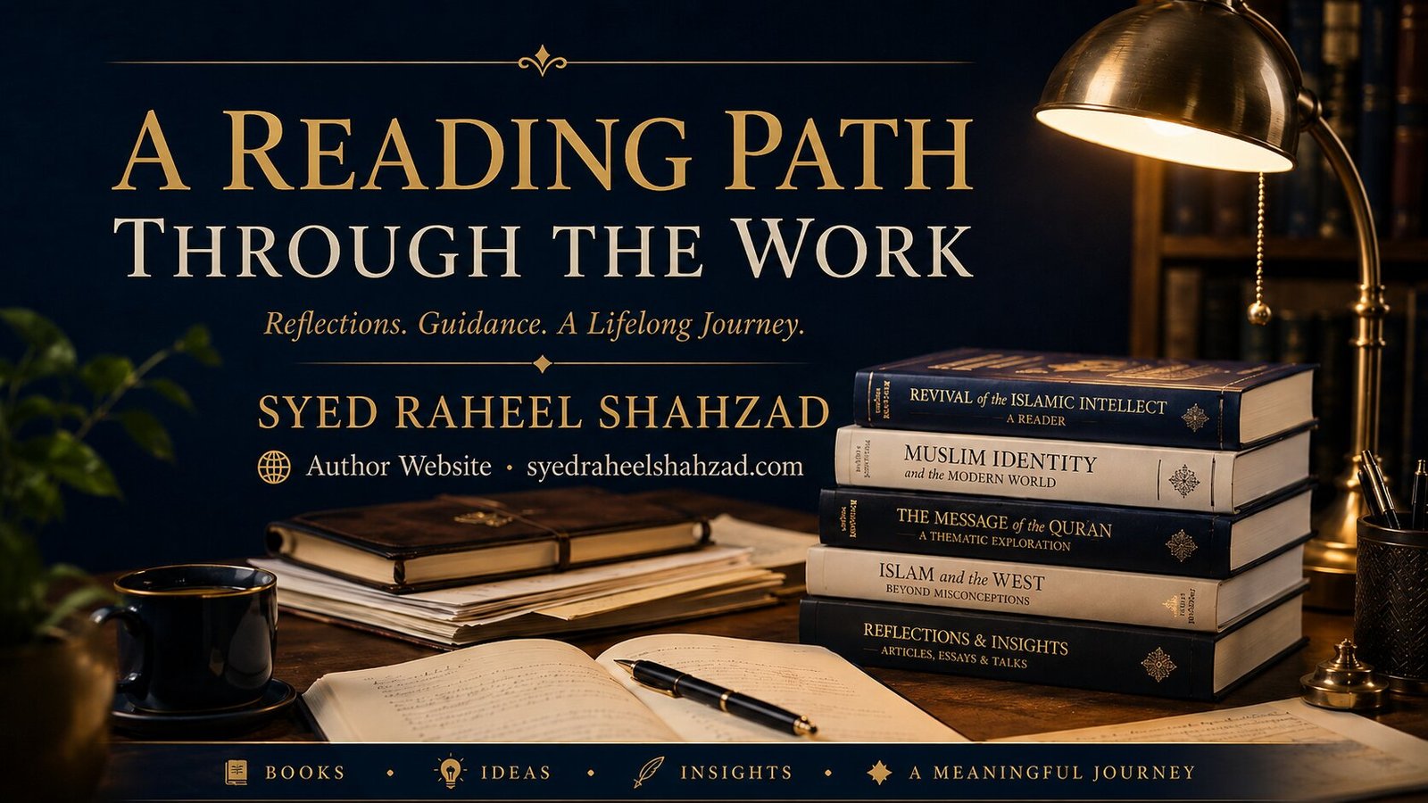 Syed Raheel Shahzad author website reading path image showing books, Ask SRS and the official author platform.