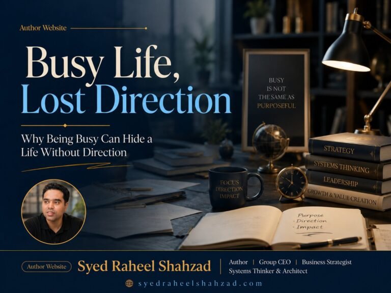Syed Raheel Shahzad author image about busy life lost direction meaning purpose responsibility books and Ask SRS