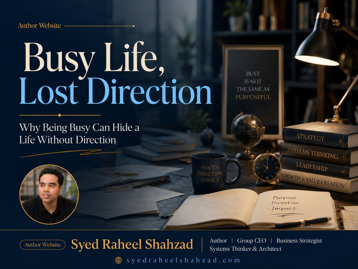 Syed Raheel Shahzad author image about busy life lost direction meaning purpose responsibility books and Ask SRS