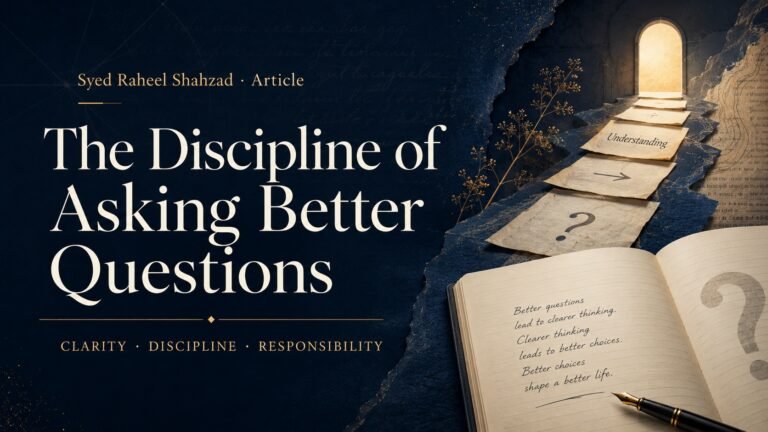 Featured image for Syed Raheel Shahzad article The Discipline of Asking Better Questions.