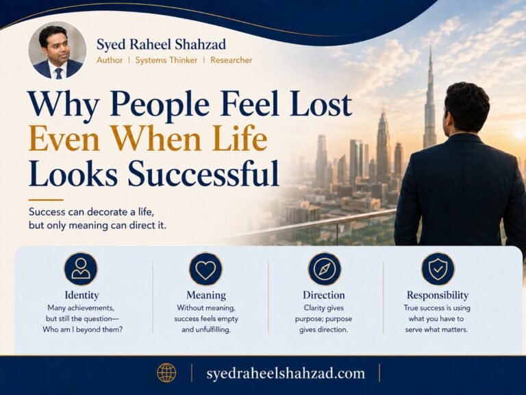 Syed Raheel Shahzad image about why people feel lost even when life looks successful, meaning, identity, direction and responsibility