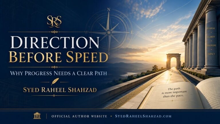 Direction Before Speed by Syed Raheel Shahzad, clear path, purpose, discipline, systems thinking and meaningful progress