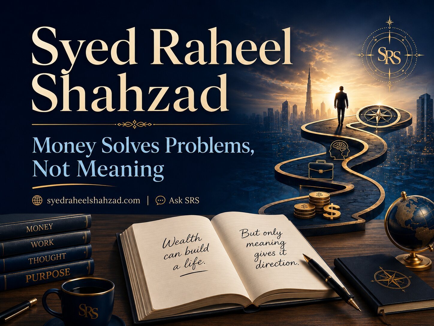 Syed Raheel Shahzad — Money Solves Problems, Not Meaning Syed Raheel Shahzad featured image about money solves problems not meaning, purpose, success, Ask SRS, books, systems thinking and the search for a meaningful life