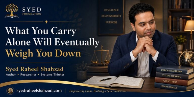 Syed Raheel Shahzad reflecting on silent burdens, responsibility, support and the weight of carrying too much alone