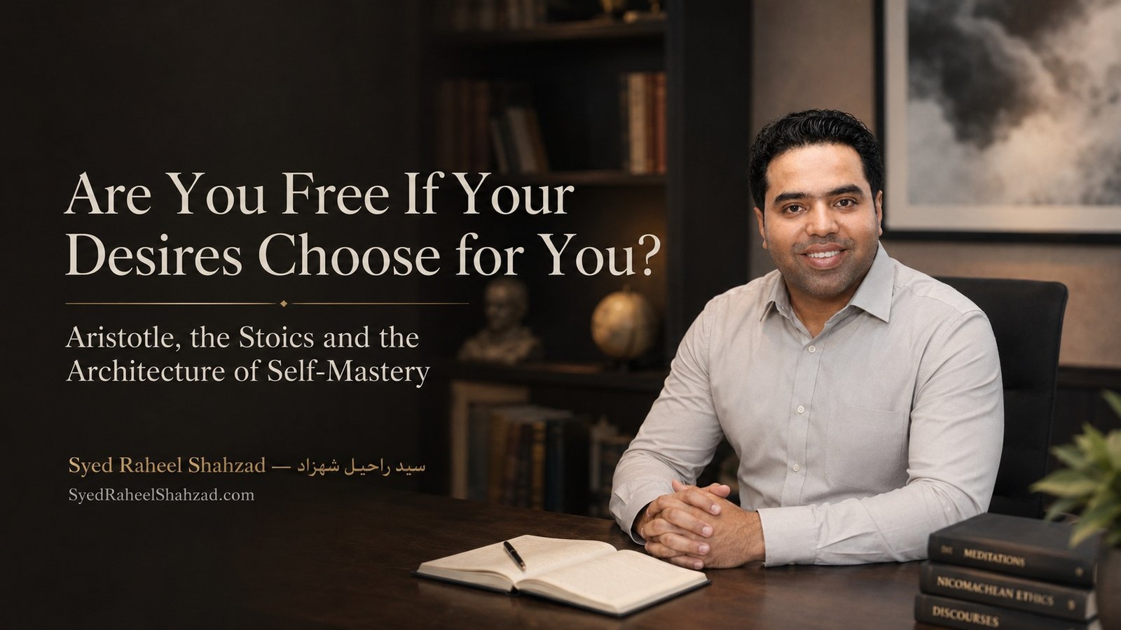 Syed Raheel Shahzad featured image on Aristotle, Stoicism, Spinoza, desire, freedom, self-mastery and human agency