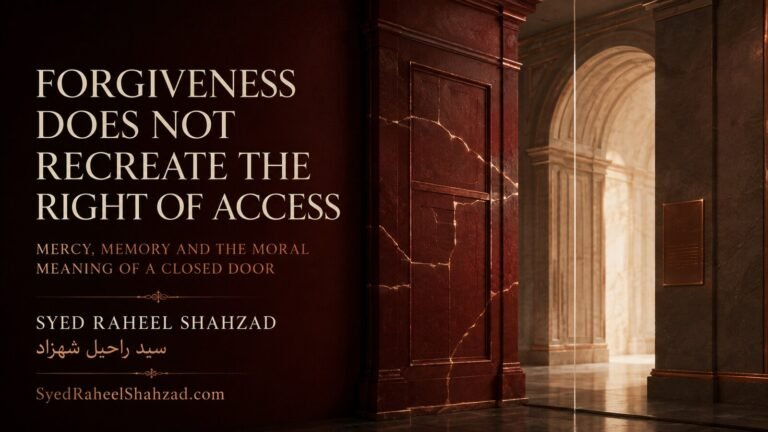 Forgiveness Does Not Restore Access | Syed Raheel Shahzad