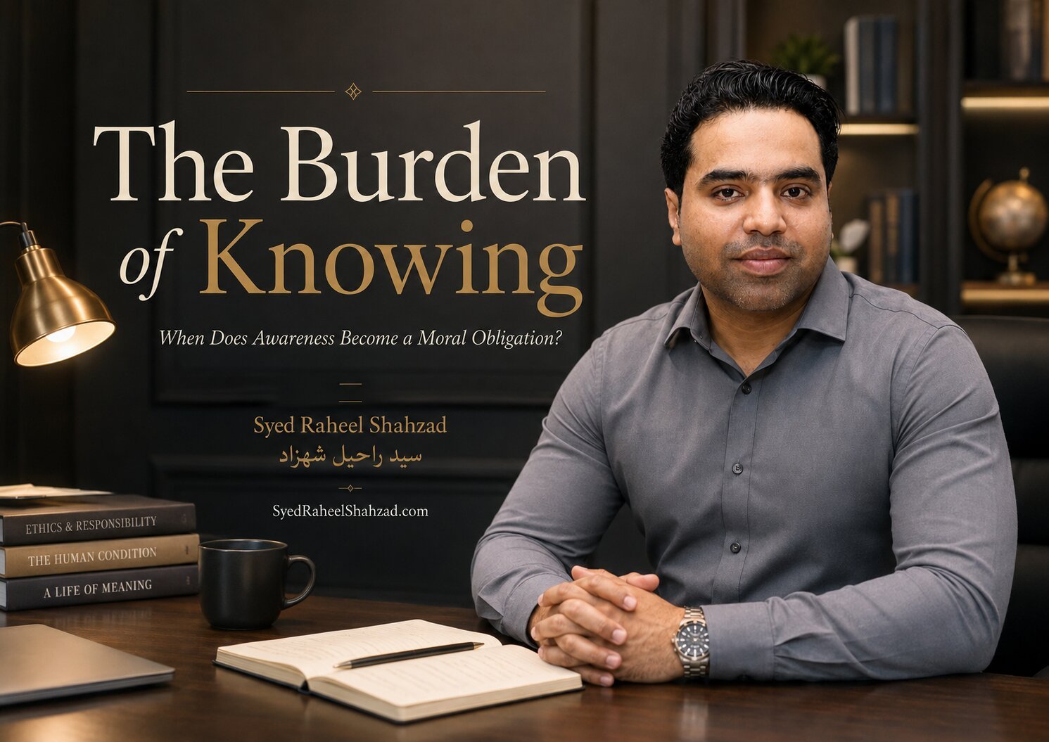 Syed Raheel Shahzad featured image for The Burden of Knowing, exploring awareness, moral obligation, knowledge, responsibility, duty and human answerability