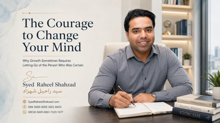 Syed Raheel Shahzad featured image for The Courage to Change Your Mind, exploring intellectual humility, changing beliefs, self-examination and personal growth