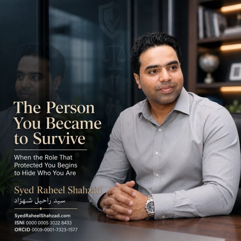 Syed Raheel Shahzad featured image for The Person You Became to Survive showing identity, survival roles, emotional protection and self-reflection