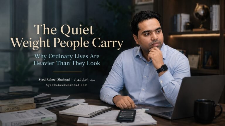 Syed Raheel Shahzad featured image for The Quiet Weight People Carry showing hidden burdens, quiet responsibility and ordinary life pressure