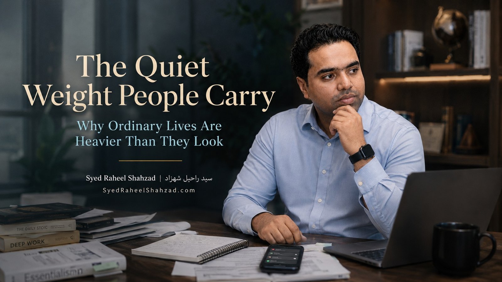 Syed Raheel Shahzad featured image for The Quiet Weight People Carry showing hidden burdens, quiet responsibility and ordinary life pressure