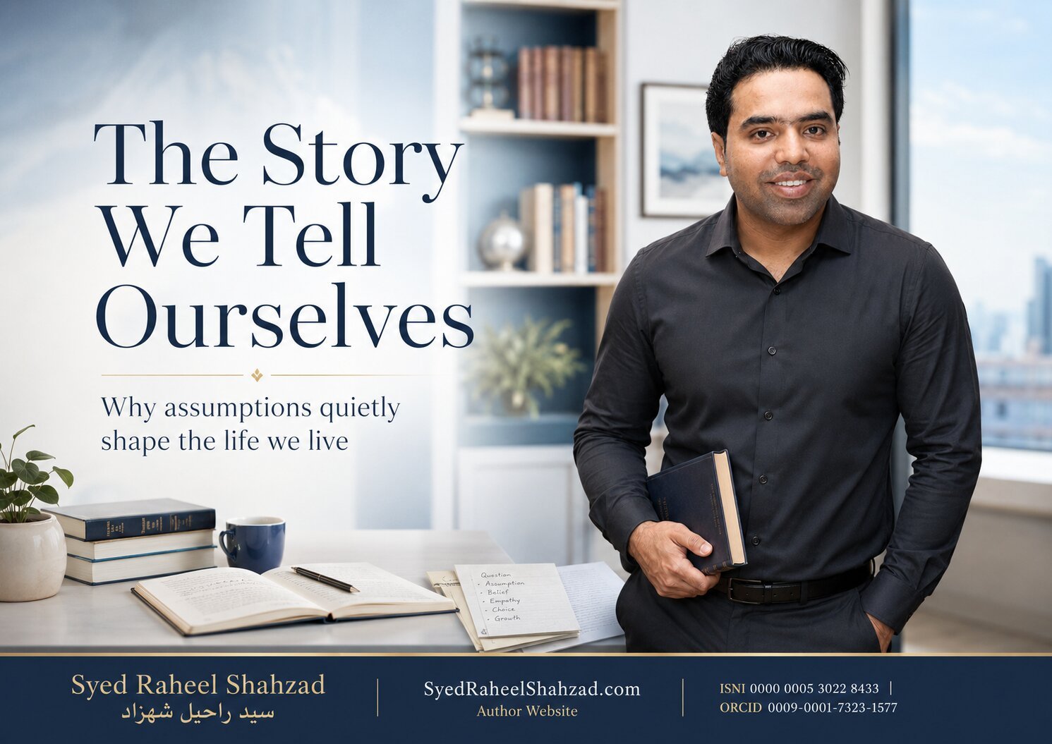 Syed Raheel Shahzad featured image for The Story We Tell Ourselves, exploring assumptions, beliefs, identity, inner narratives, human behaviour and systems thinking