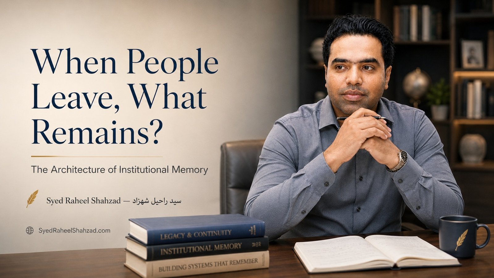 Syed Raheel Shahzad featured image for When People Leave, What Remains, exploring institutional memory, continuity, knowledge transfer, systems thinking and organizational learning