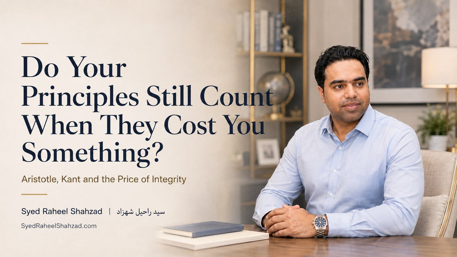 Syed Raheel Shahzad featured image on integrity, Aristotle, Kant, character, duty, moral courage and the cost of principle