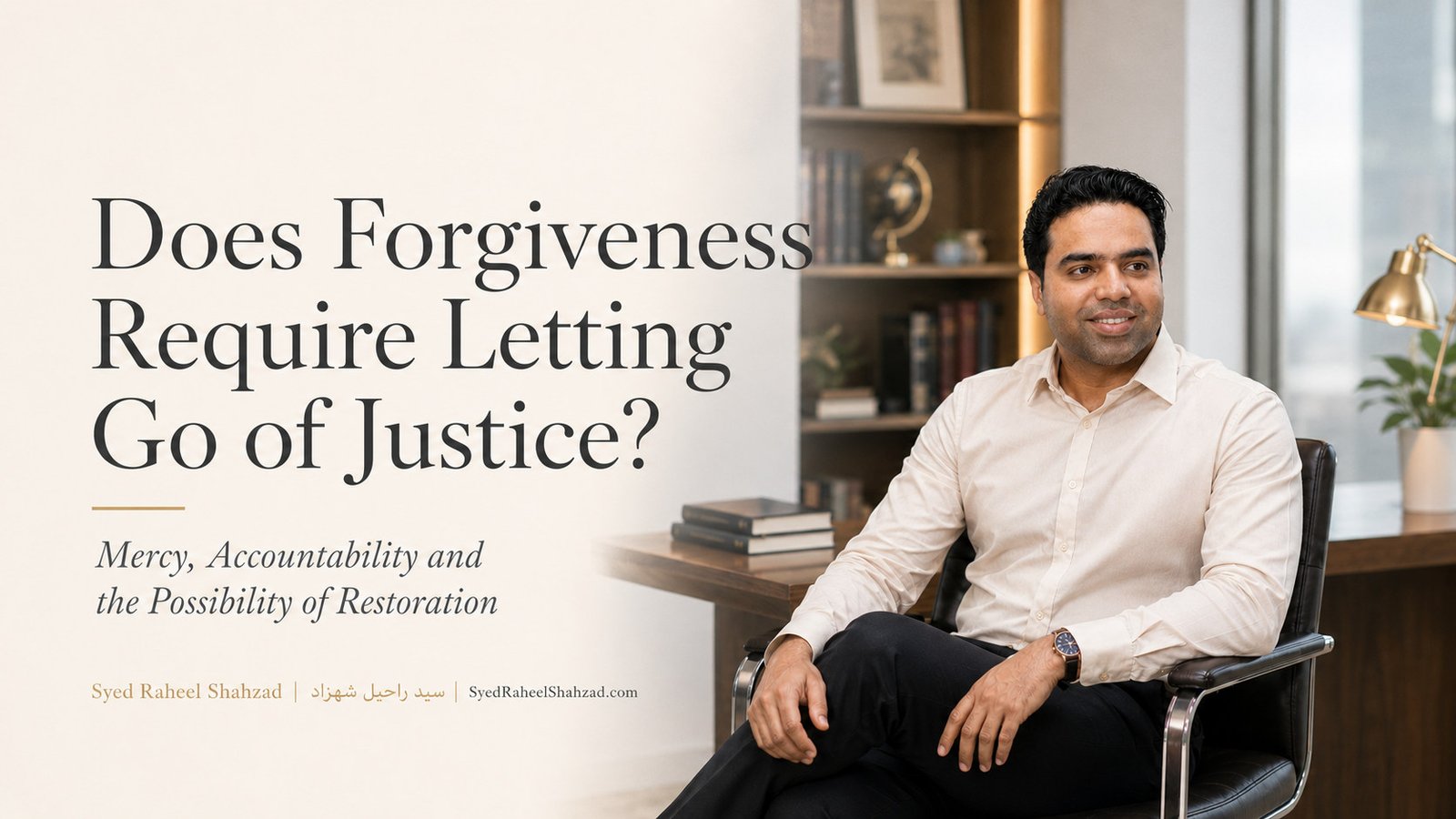 Syed Raheel Shahzad featured image exploring forgiveness, justice, mercy, accountability, moral responsibility and restoration