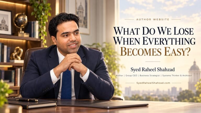 Syed Raheel Shahzad examining convenience, effort, friction, resilience, human agency and the philosophy of an increasingly effortless life
