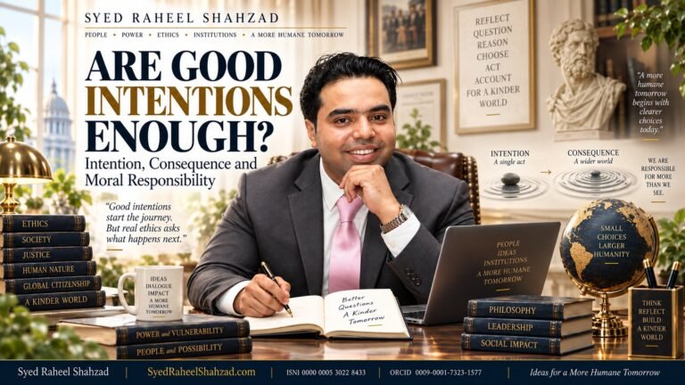Syed Raheel Shahzad reflecting on good intentions, moral responsibility, consequences and ethical judgment