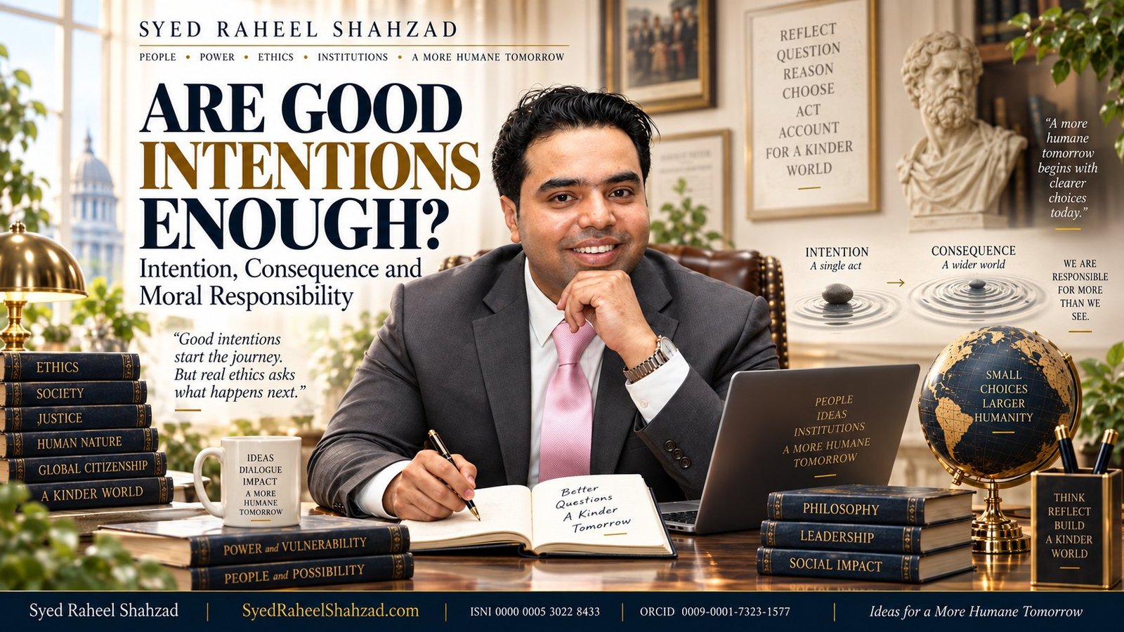 Syed Raheel Shahzad reflecting on good intentions, moral responsibility, consequences and ethical judgment