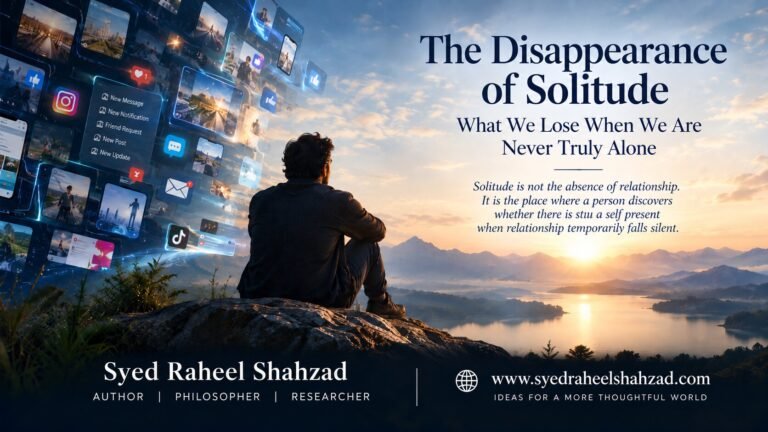 Syed Raheel Shahzad explores solitude, loneliness and constant digital connection, asking what is lost when human beings are never truly alone.