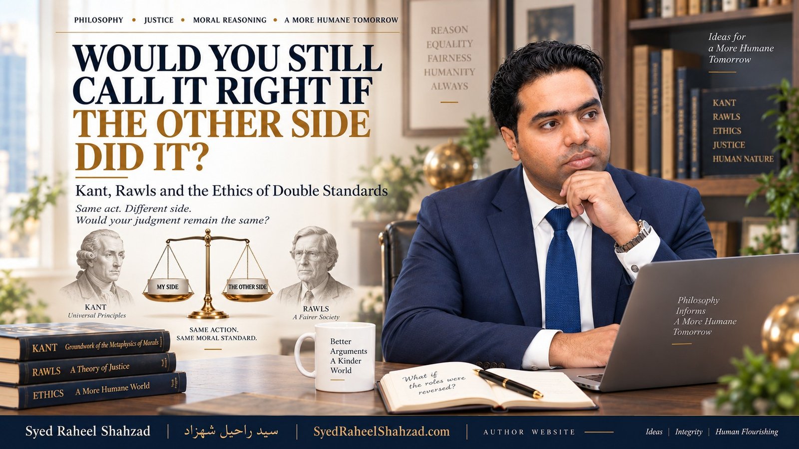 Syed Raheel Shahzad exploring Kant, Rawls, moral consistency, fairness and double standards at SyedRaheelShahzad.com