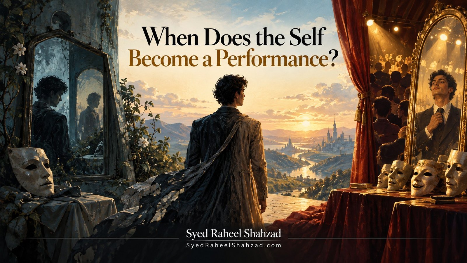 Philosophical artwork by Syed Raheel Shahzad exploring authenticity, identity, self-presentation, recognition, social performance and the divided self